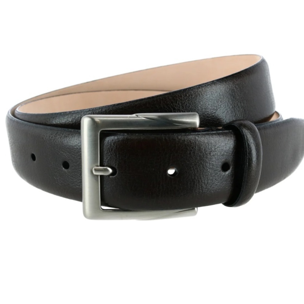 Trafalgar Rafferty Belt Men’s 38” Dark Brown Leather&Silver Buckle Made In Italy